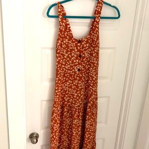 Floral midi rust colored dress